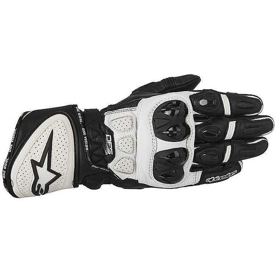 Motorbike Leather Racing Gloves Alpinestars GP Plus R Blacks White