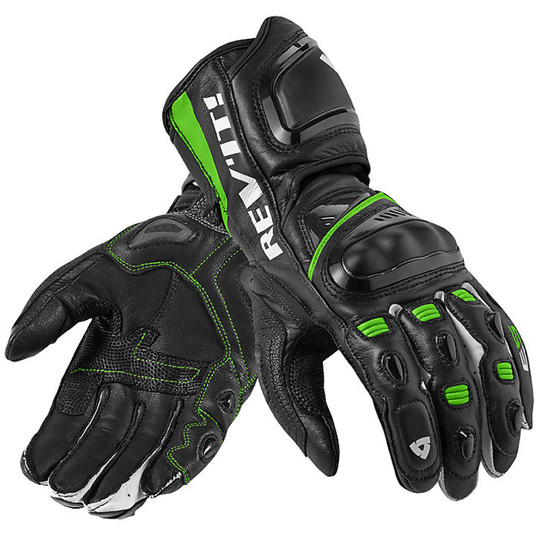 Motorbike Leather Racing Gloves Rev'it Jerez Pro Black Green