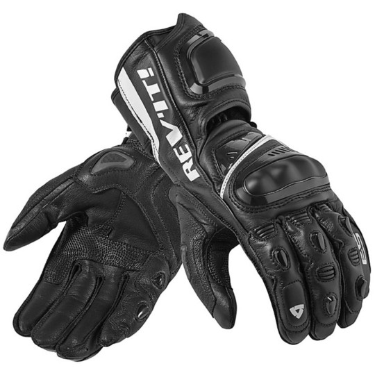 Motorbike Leather Racing Gloves Rev'it Jerez Pro Black White