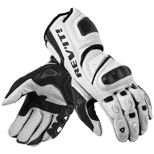 Motorbike Leather Racing Gloves Rev'it Jerez Pro White Black