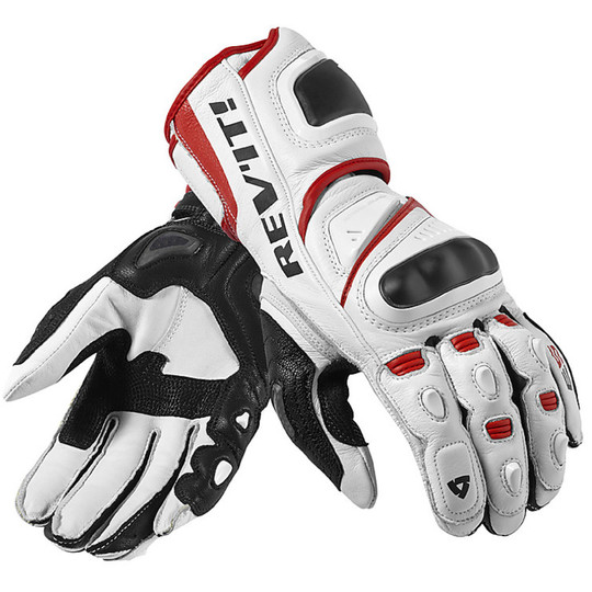 Motorbike Leather Racing Gloves Rev'it Jerez Pro White Red