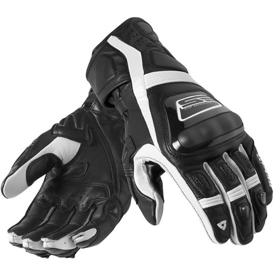 Motorbike Leather Racing Gloves Rev'it Stellar Black White