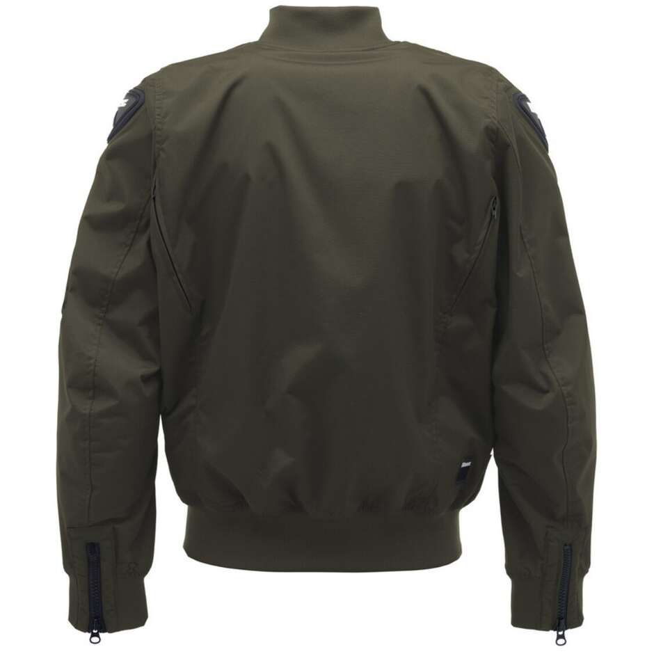 Motorcycle Bomber Jacket in Blauer MAREVICK Green Fabric
