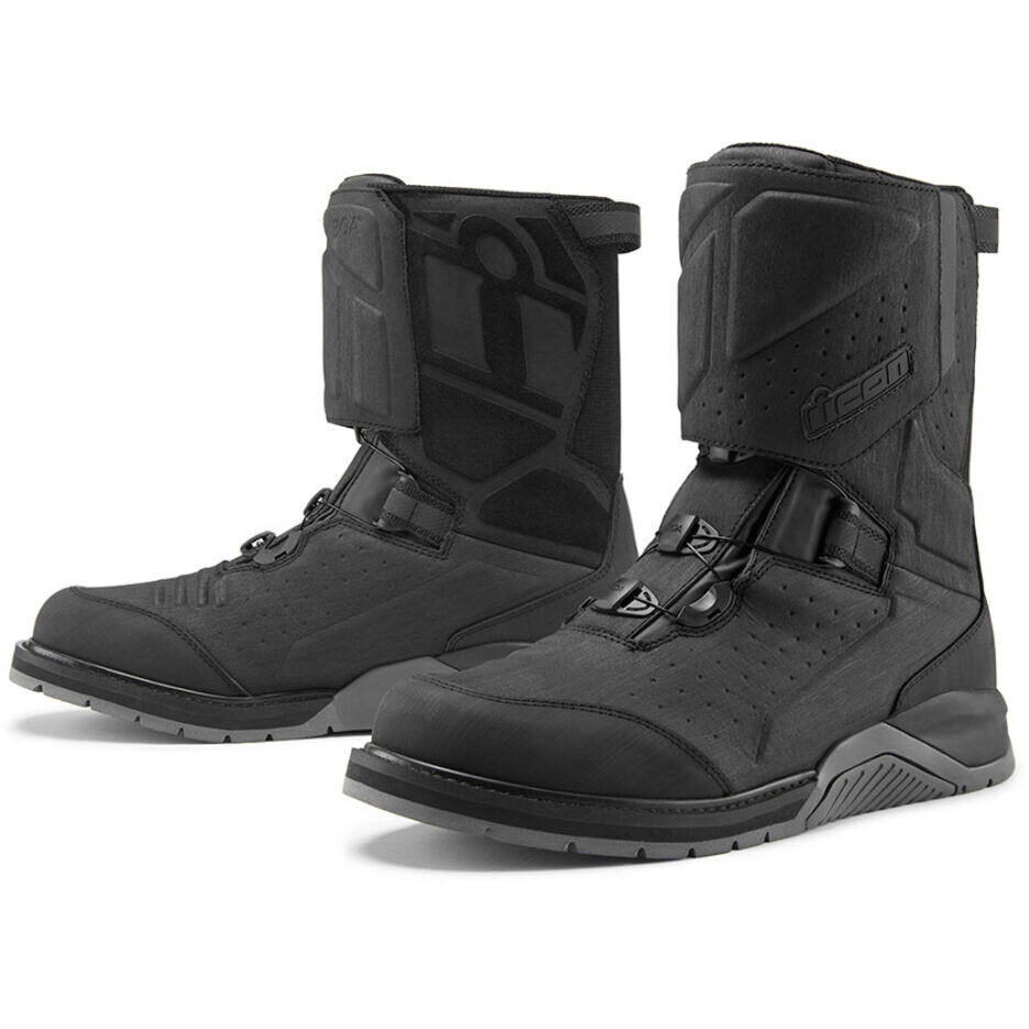 Motorcycle Boots Adventure Icon ALCAN WP CE Black