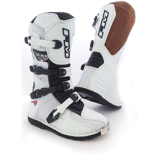 Motorcycle Boots Cross Enduro Racing Storm FM Child Youth MX Boot White