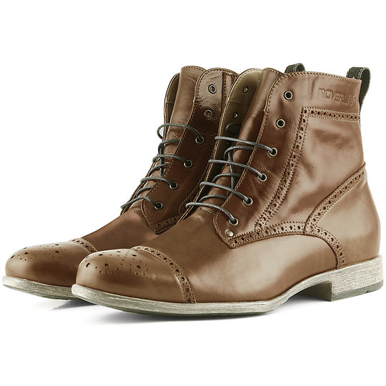 Motorcycle Boots in Overlap Richplace Brown Leather Approved CE WP