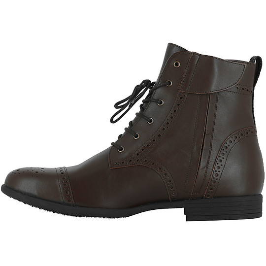 Motorcycle Boots in Overlap Richplace Brown Leather Approved CE WP
