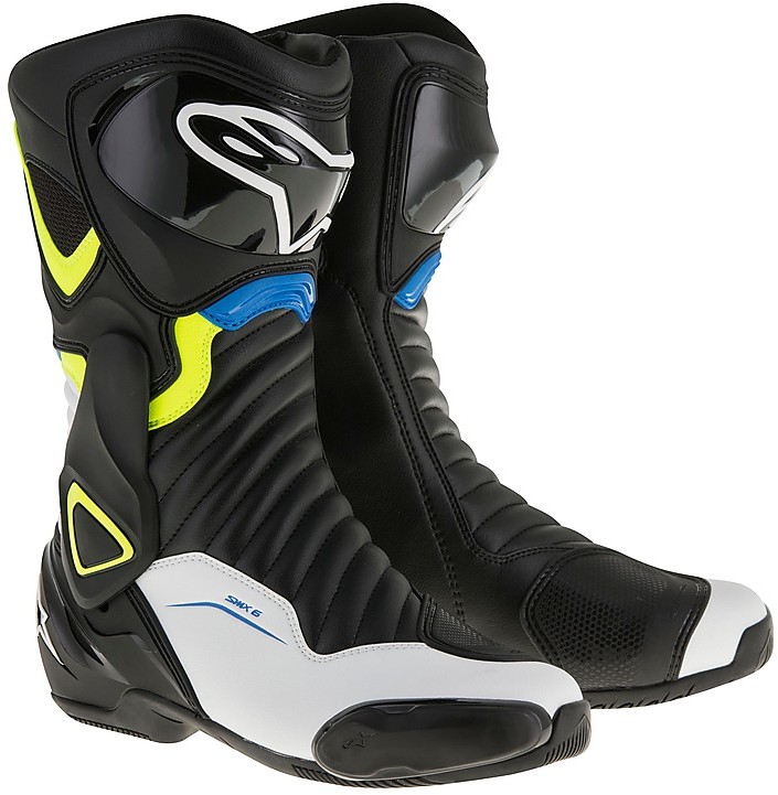 Motorcycle Boots Racing Alpinestars SMX-6 v2 Black White Yellow