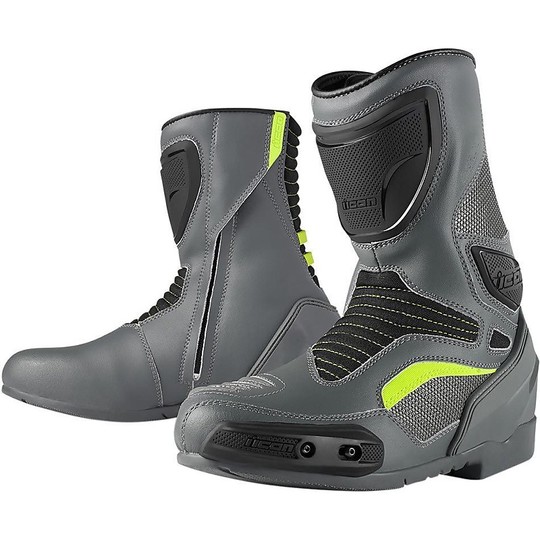 Motorcycle Boots Racing Leather Model Icon Overlord Grey