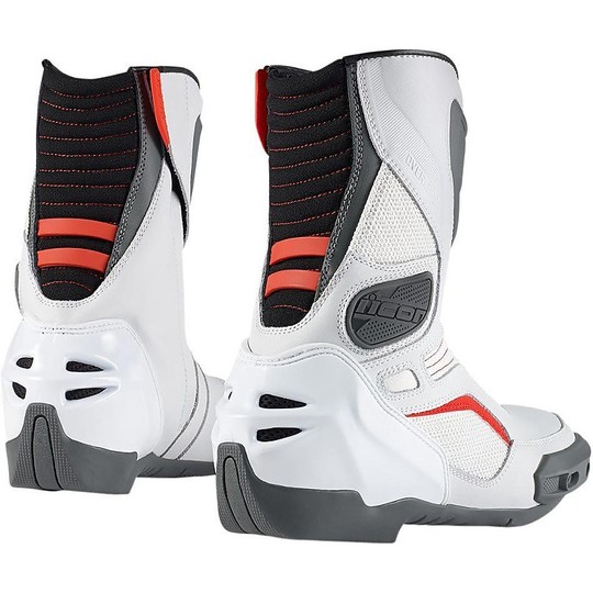 Motorcycle Boots Racing Leather Model Icon Overlord White