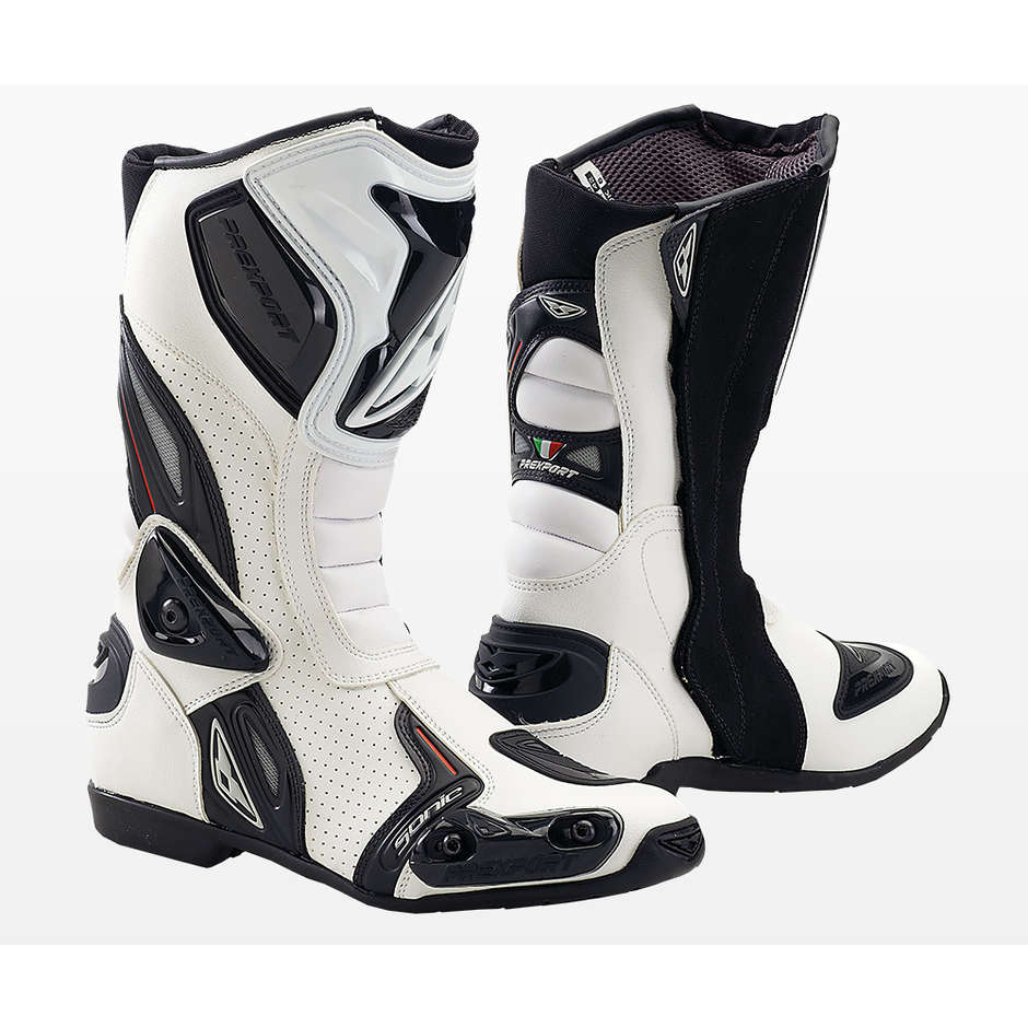 Motorcycle Boots Racing Prexport Sonic Vented Color White