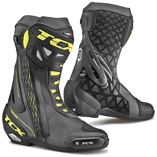 Motorcycle Boots TCX Racing RT-Race Black Fluorescent Yellow