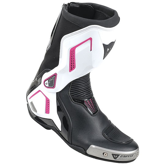 Motorcycle Boots Technicians Lady Dainese Torque Out D1 Black White Fuchsia