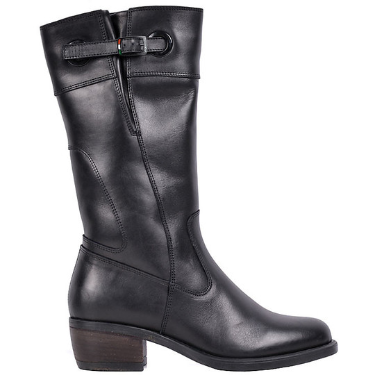 Motorcycle Boots Woman In Black Leather Vquattro Livia