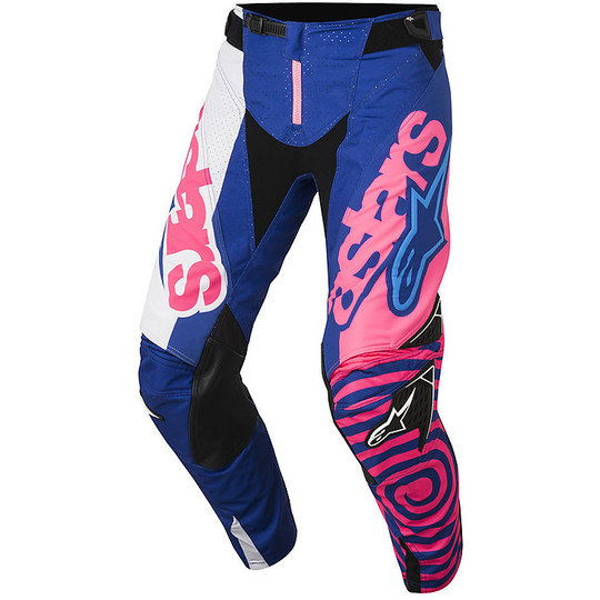 Motorcycle Cross Pants Enduro Baby Alpinestars Racer Venom Blue / Pink Fluo