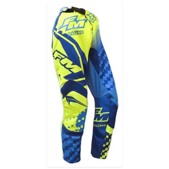 Motorcycle Cross Pants Enduro FM Racing Power X25 Blue Yellow