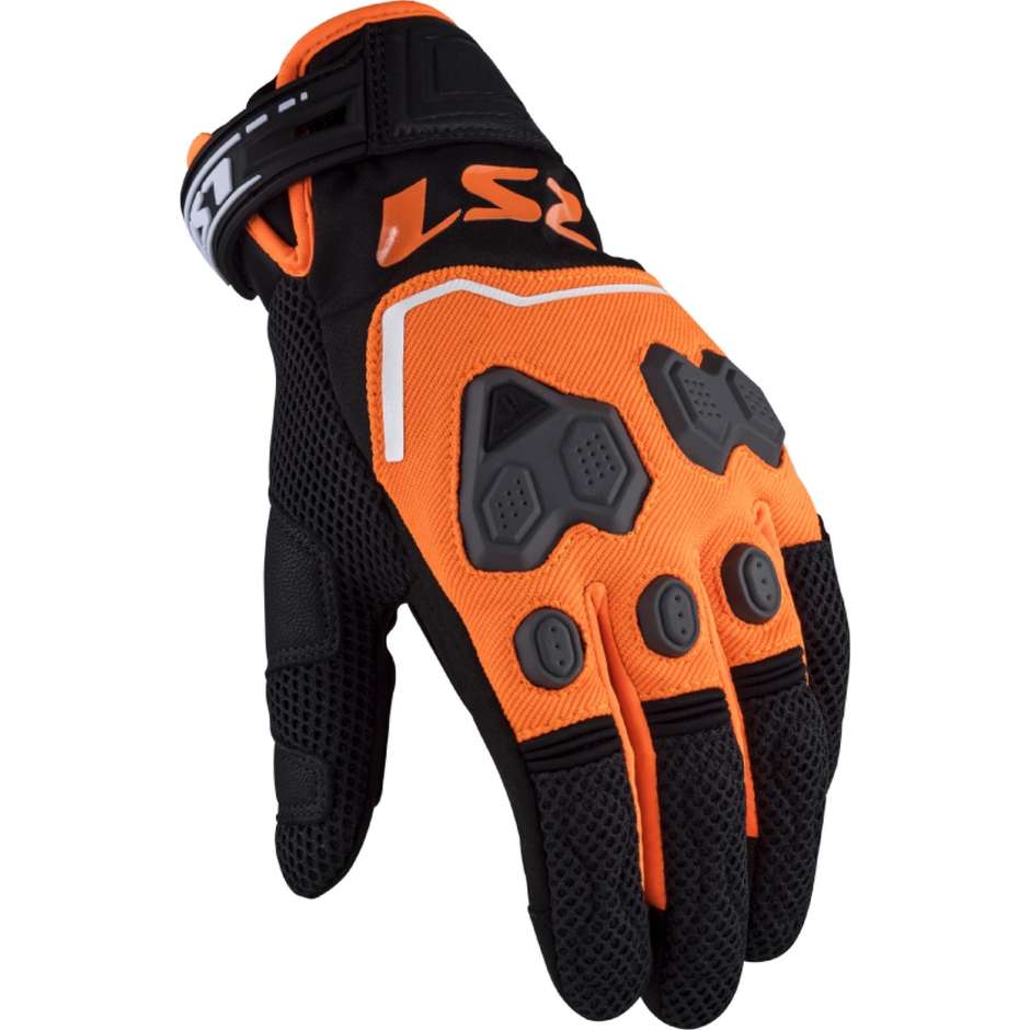 Motorcycle Fabric Gloves LS2 VEGA MAN Black Orange