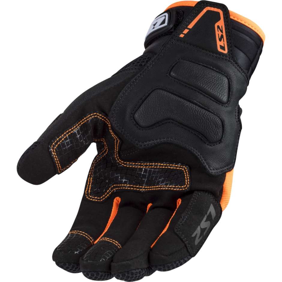 Motorcycle Fabric Gloves LS2 VEGA MAN Black Orange
