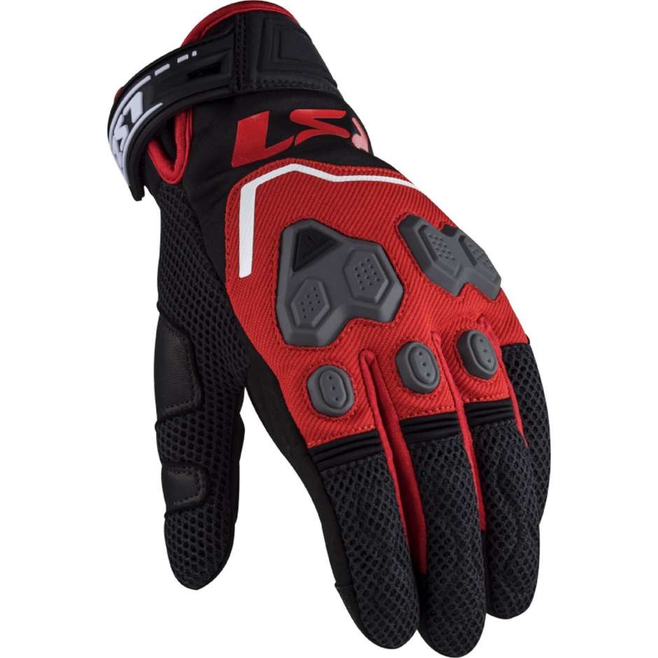 Motorcycle Fabric Gloves LS2 VEGA MAN Black Red