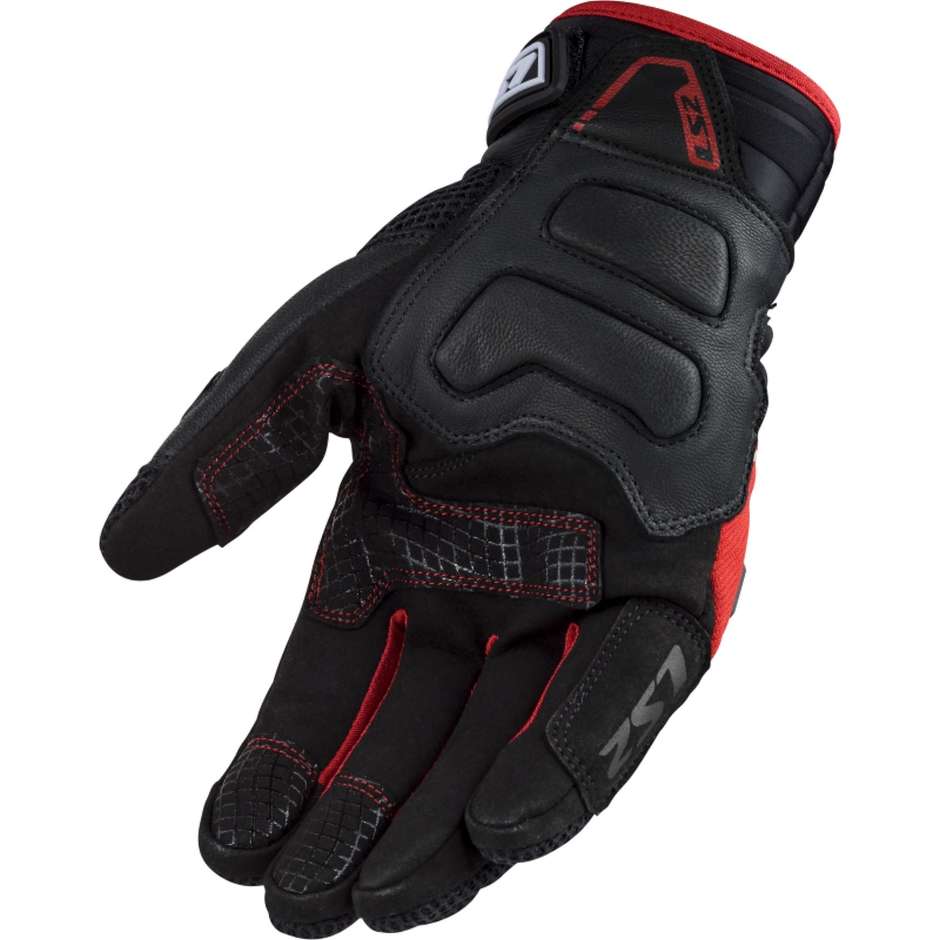 Motorcycle Fabric Gloves LS2 VEGA MAN Black Red