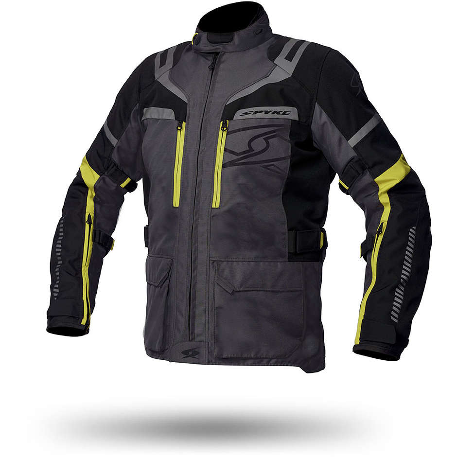 Motorcycle Fabric Jacket Spyke MERIDIAN Dry Tecno Gray Black Yellow Fluo