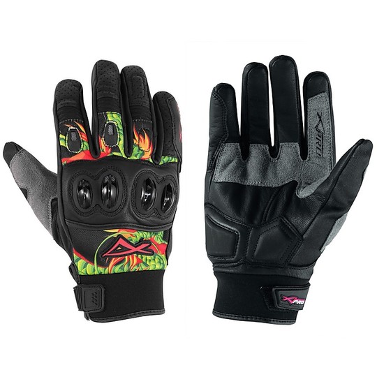 Motorcycle Gloves A-Pro Leather and Fabric Fender Green