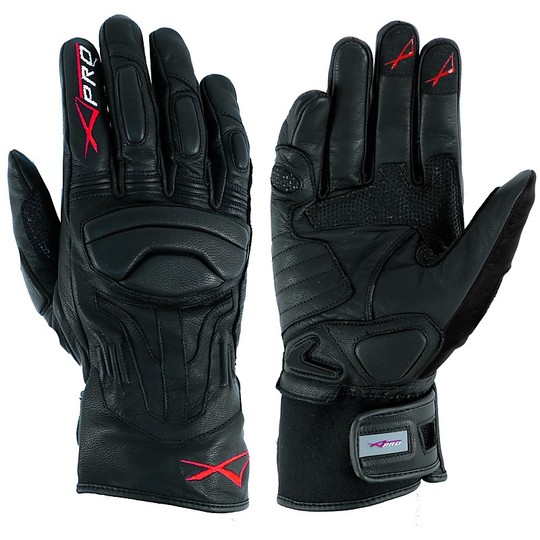 Motorcycle Gloves A-Pro Leather Black Full Grain FirePower