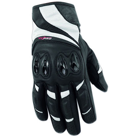 Motorcycle Gloves A-Pro Leather Full Grain Bombshell Lady White
