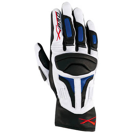 Motorcycle Gloves A-Pro Leather Full Grain FirePower White / Blue