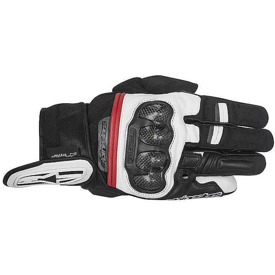 Motorcycle Gloves Alpinestars leather and textile Rage Drystar Black White Red