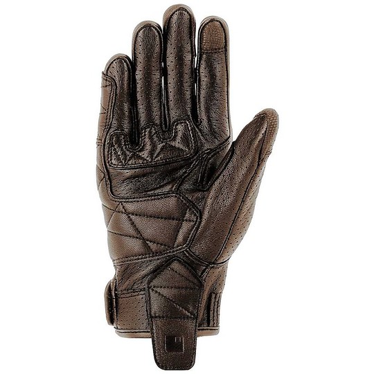 Motorcycle Gloves Custom Perforated Leather Overlap Slick Brown
