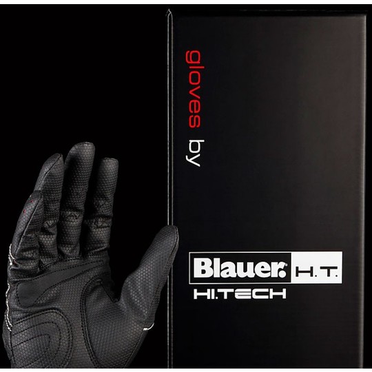 Motorcycle Gloves Fabric Blauer Black Skin