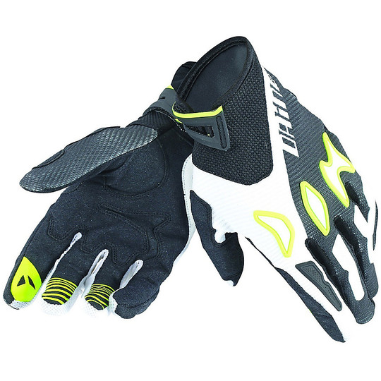 Motorcycle Gloves Fabric Dainese Raptors Black / White / Yellow Fluo