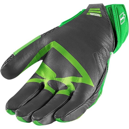 Motorcycle Gloves Fabric Icon Overlord Mesh With Green