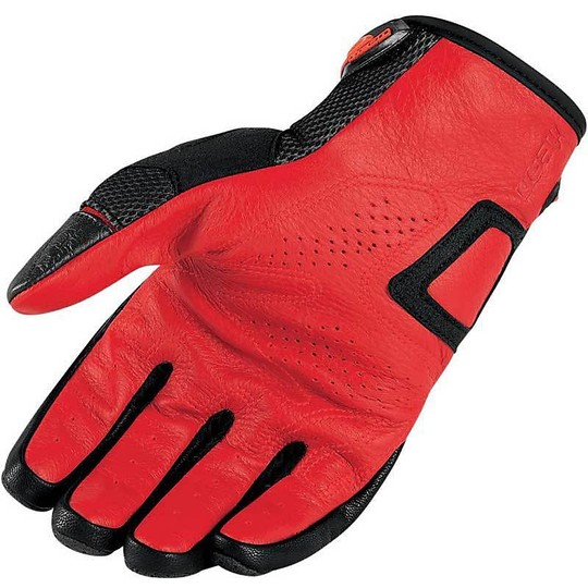 Motorcycle Gloves Fabric Icon Overlord Resistance Red
