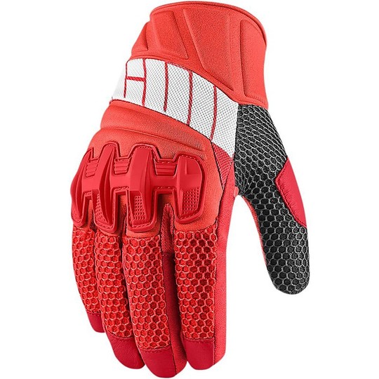 Motorcycle Gloves Fabric Icon With Red Mesh Overlord