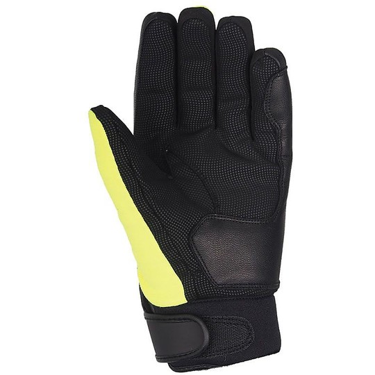 Motorcycle Gloves Fabric Waterproof Half Season VQuattro Grind 16 Black Yellow Fluo