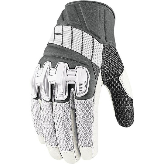 Motorcycle Gloves Fabric With Icon Overlord Mesh White