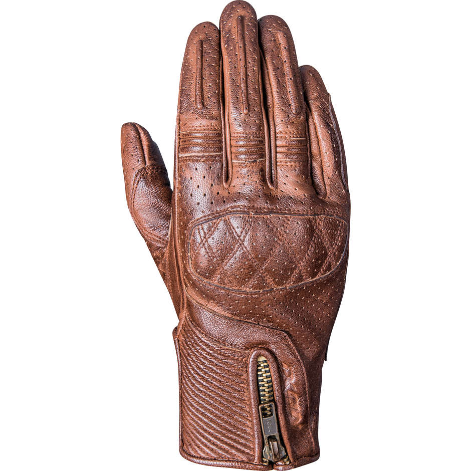 Motorcycle Gloves for Woman in Perforated Leather Custom Ixon RS ROCKER Lady Camel
