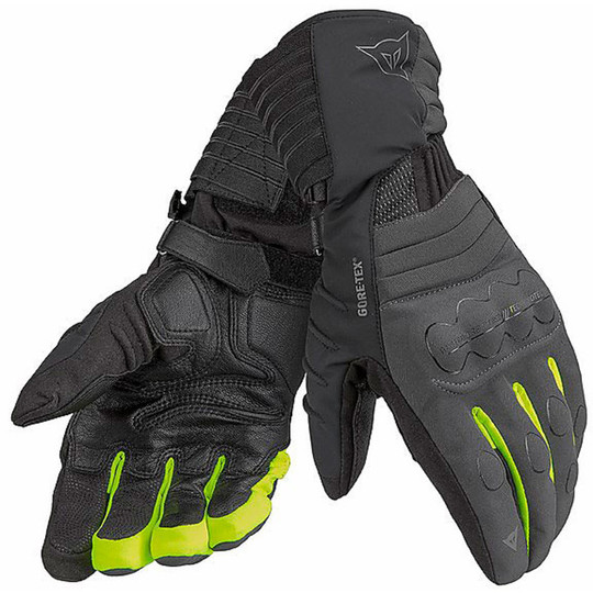 Motorcycle Gloves Gore-Tex Dainese Scout GTX Evo Carbon / Black / Yellow