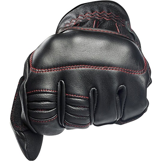 Motorcycle Gloves In 100% Biltwell Leather Model Belden Black Redline