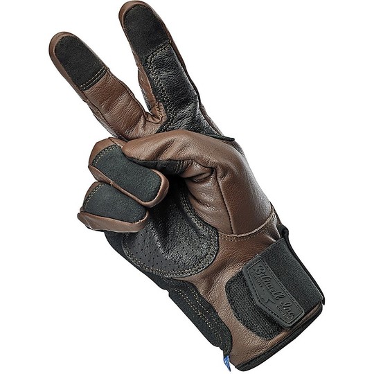 Motorcycle Gloves In 100% Biltwell Leather Model Belden Brown Chocolate