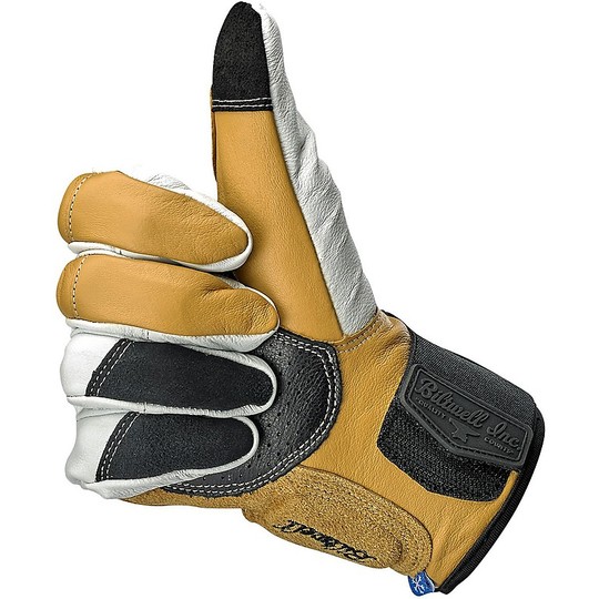 Motorcycle Gloves In 100% Biltwell Leather Model Belden White Cement
