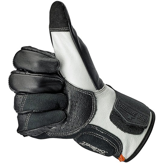 Motorcycle Gloves In 100% Biltwell Leather Model Borrego Black Cement