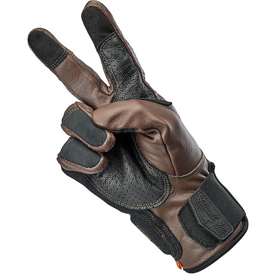 Motorcycle Gloves In 100% Biltwell Leather Model Borrego Brown Chocolate