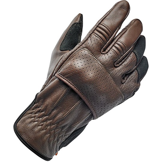 Motorcycle Gloves In 100% Biltwell Leather Model Borrego Brown Chocolate