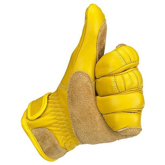 Motorcycle Gloves In 100% Biltwell Leather Work Model Gold Suede