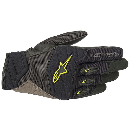 Motorcycle Gloves In Alpinestars Fabric SHORE Black Yellow Fluo