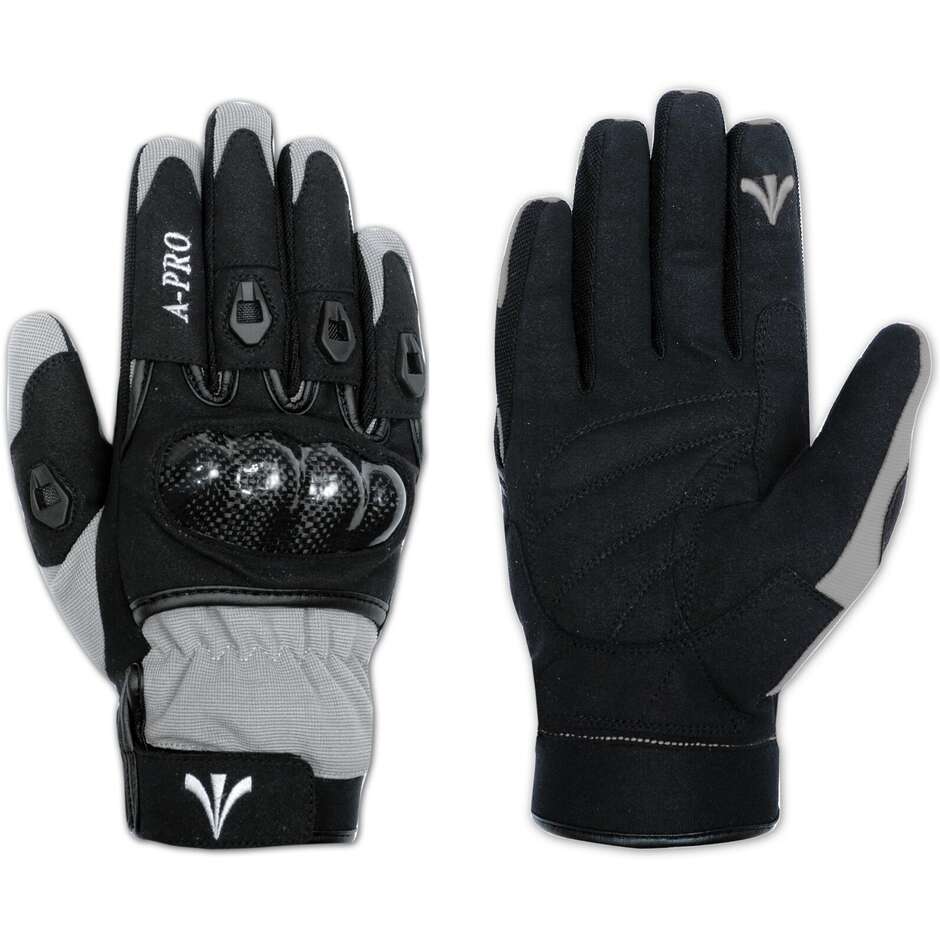Motorcycle Gloves In American-Pro PRESTIGE Black Gray Fabric
