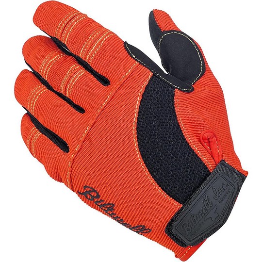 Motorcycle Gloves In Biltwell Fabric Model Short Cuff Orange Black
